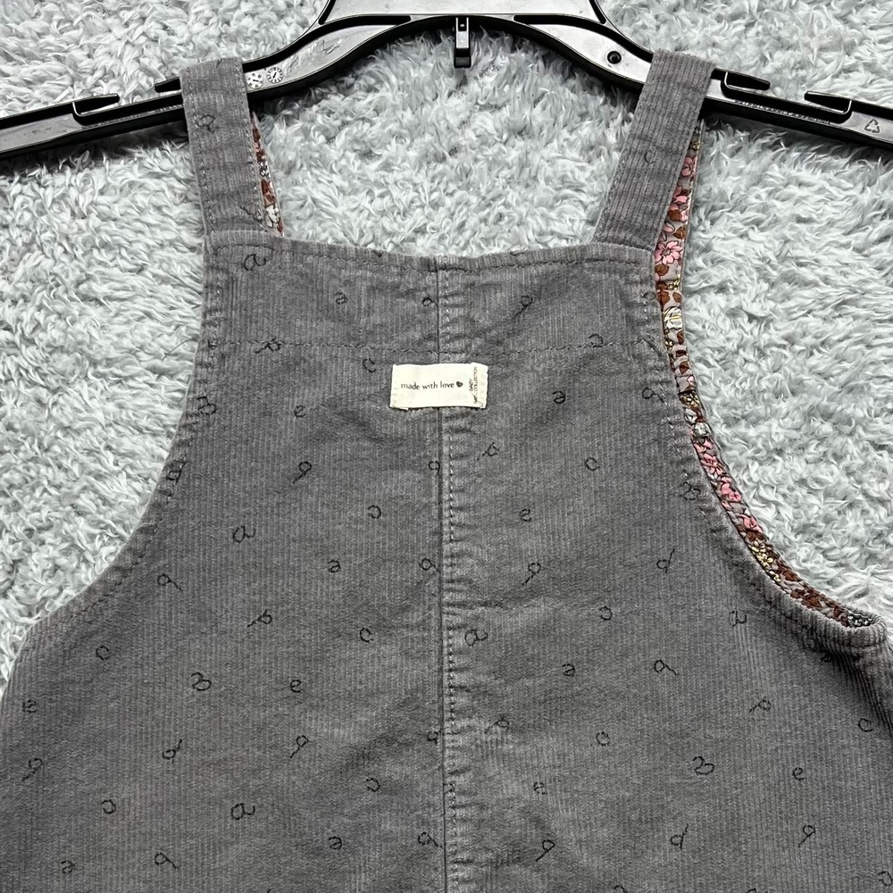 Zara Baby Dress Girls 2/3 Years Gray Corduroy Alphabet Jumper Overall Pinafore - Picture 6 of 10